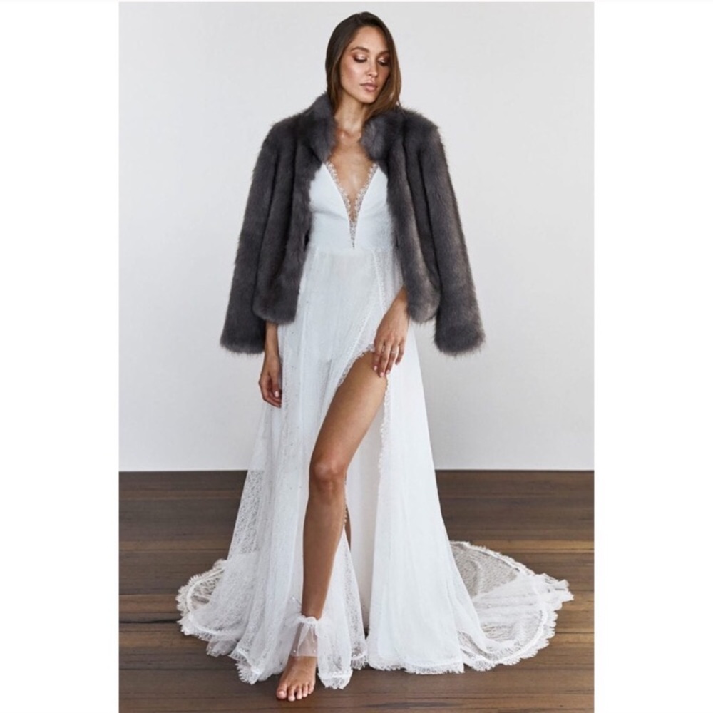 Grace Loves Lace Faux Fur Joplin Jacket Charcoal